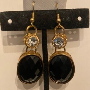 Simona  Elegant black and gold with crystals earrings